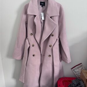 Express Powder Pink Double-Breasted Winter Coat